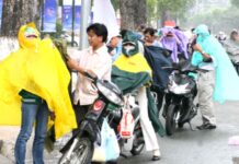 Người tham gia giao thông có được dừng xe trên đường để mặc áo mưa không?