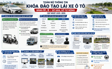 Thông tin về khóa đào tạo dạy lái xe bằng B1, B, số sàn, số tự động (cập nhật 2026)