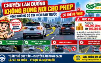 Chuyển làn đường không đúng nơi cho phép