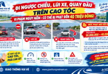 Đi ngược chiều, lùi xe hoặc quay đầu trên cao tốc